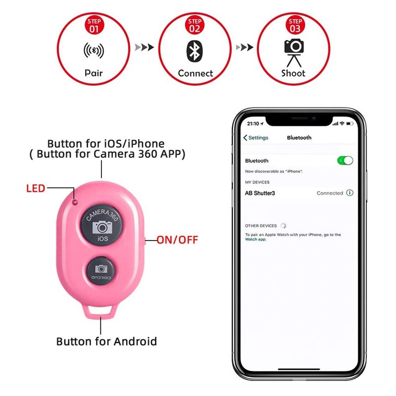 Wireless Camera Shutter Remote Control for Smart Phones- Compatible with