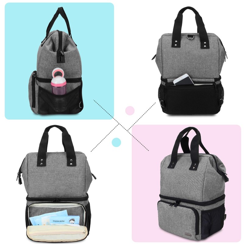 (Breast Pump Backpack, Gray) - Luxja Breast Pump Bag with