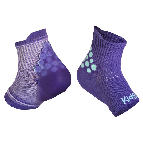 KidSole RX - Calcetines deportivos de gel para niños con sensibilidad al talón de enfermedades graves, fascitis plantar (niños pequeños 11-2, morado)