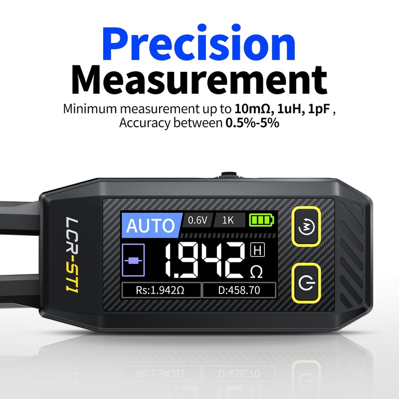 FNIRSI LCR-ST1 10KHz LCR Meter Tweezer, Mini Smart SMD Tester,