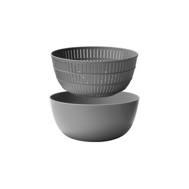 like-it (like-it) Colander & Bowl, Resin, Ф22.7 x Height 4.1 inches (10.4 cm) Colander, Ф23.7 x Height 4.2 inches (10.7 cm) Bowl, Grey, Made in Japan, Water Draining, Steam Draining Possible, 3.2L