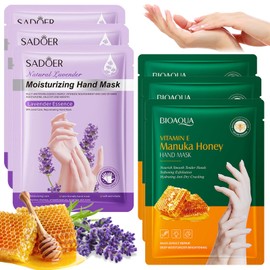 6 Pairs Hand Mask, Hand Care Hand Masks, Moisturising, Moisturising Gloves with Honey Lavender, Gloves Hand Care, Hand Mask for Dry Ageing Cracked Hands