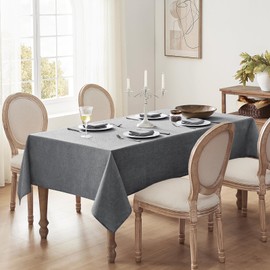 Softalker Large Table Cloth 110x55 inch Rectangle Tablecloth Faux Linen Tablecloths Water Resistant,Washable Christmas Table Cover for Xmas New Year Holiday Birthday Outdoor Party,280x140 cm,Dark Grey