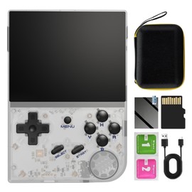RG35XX 2024 New Updated Version Retro Handheld Game Console, 3.5 Inch IPS Screen Built-in 5500 Games Linux System, Support Gamepad and HDMI TV Output (Transparent White, with Portable Bag)