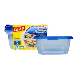 Glad GladWare Recipientes de almacenamiento de alimentos para platos profundos, rectángulo grande, contenedor de comida con capacidad para hasta 64 on