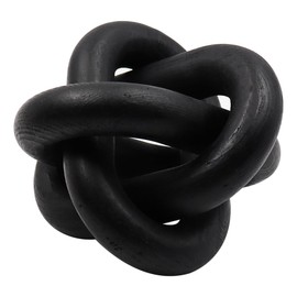 Tiardey Black 3-Section Wood Knot Decoration, Wood Chain Link Decoration, For Living Room, Bedroom, Coffee Table, Bookshelf, Fireplace, Tray, Handmade Wood Ornaments (Black)