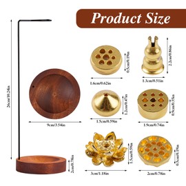 8-in-1 Incense Stick Holder with Holder, Handmade Wooden Base Incense Holder, Modern Design with Cone Coil for Home, Bedroom, Office, Yoga, Meditation Decoration