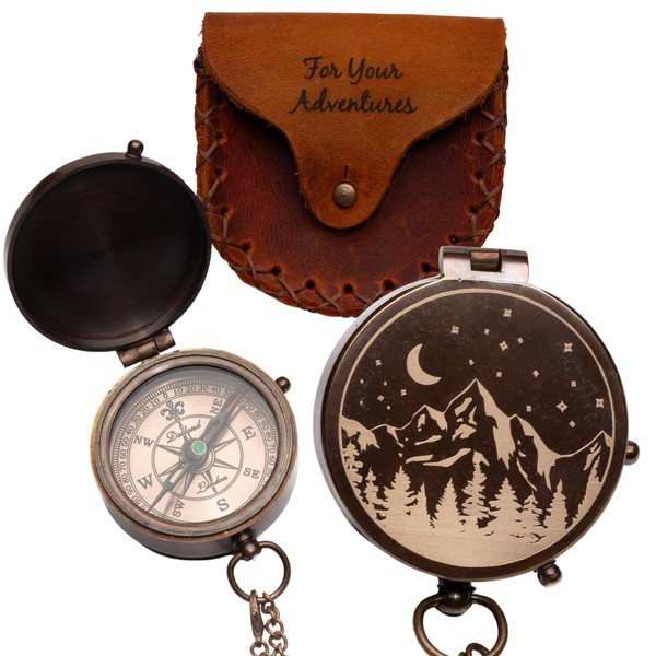 Engraved Vintage Compass Gift for Men – Antique Brass Pocket