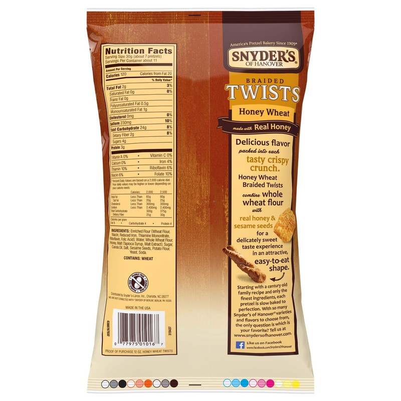 Snyder's of Hanover Honey Wheat Braided Twist, 10-Ounce (Pack of