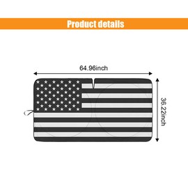American Flag Car Windshield Sun Shade, Foldable Car Front Window Sunshade for Car SUV Truck, Auto Interior Sun Protection Cover, Blocks UV Rays & Keeps Your Vehicle Cool (USA B&W Flag, X-Large)