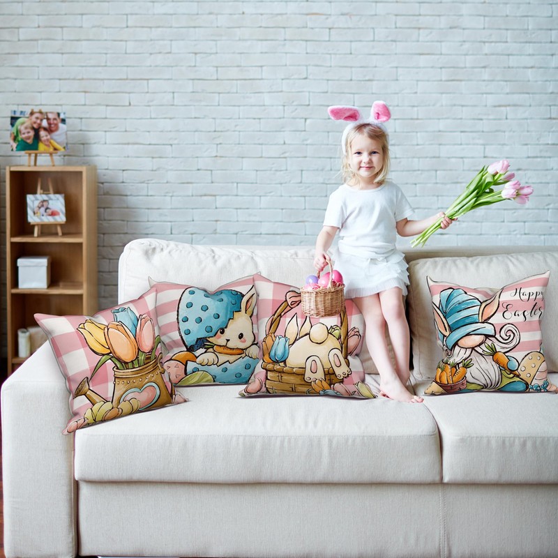 LITIVY 18x18 Set of 4 Easter Decorative Throw Pillow Covers