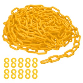 PATIKIL Plastic Chain,32 FEET Safety Barrier Chain for Crowd Control, 1/4inch(6mm) Yellow Plastic Chains Links for Queue Lines, Parking, Fences, Gate, Concerts, and Decoration