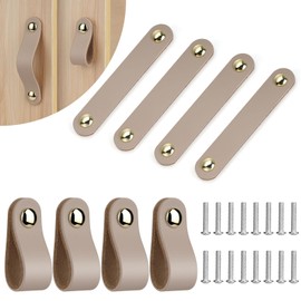 flintronic FLINTRONIC8PC Leather Handles for Furniture, 8 Pieces Handmade Handle Furniture Knobs, Leather, Vintage Furniture Handles, Leather Handle, Cabinet Handles for Kitchen Cabinets, Wardrobe,