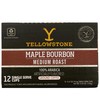 Yellowstone Maple Bourbon Medium Roast Coffee, Single Serve Recyclable Pods/Cups, 100% Arabica Beans, 12 Count