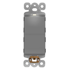 LIDER Minimalist Design Matte Finish Lighted Decorator Switch, Frameless Paddle Light Switch with Locator Light, Grounding Screw, 3-Way or Single Pole, 15A 120V, UL Listed, LS15-3W-GY, Gray