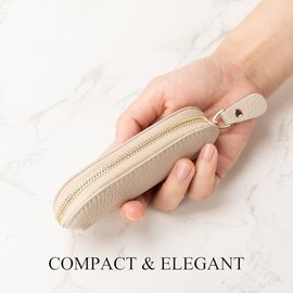 Monedero de cuero de grano completo - Monedero pequeño de viaje con cremallera - Mini llavero para cambio de moneda para mujeres y hombres, Blanco hue