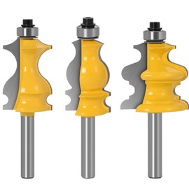 APlus 8 mm Shank Architectural Moulding Milling Cutter Set, Shaping Cutter for Woodworking, Router Bit for Wood Cutting, Line Styling [Pack of 3]