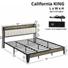 LIKIMIO California King Bed Frame, Storage Headboard with Charging Station,
