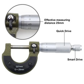 ZDNT Outside Micrometer 0-25 mm Micrometer Screw 0.01 mm Resolution Micrometer Resolution Micrometer Metric Outside Micrometer Micrometer Micrometer