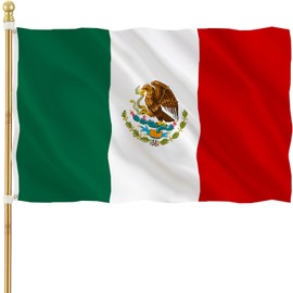 Mexico Mexican Flag 3X5 Outdoor- Heavy Duty Polyester MX National Flags With 2 Brass Grommets, Vivid Color And Fade Proof, UV Proof