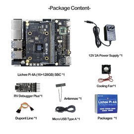 LicheePi 4A Linux RISC-V Single Board Computer, 64bit LPDDR4X 16GB IoT Development Board, TH1520 C910x4 2.0GHz CPU 4TOPS NPU, Dual Gigabit Ethernet for Mini PC Desktop, Support Android Debian