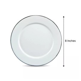 Granite Ware 8-Inch Enameled Steel Dinner Plate Set - Set of 6 Everyday Dinnerware, Ideal for Camping, Kitchen - Dishwasher Safe (Speckled White)