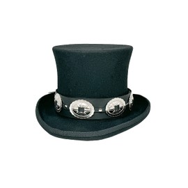 Top Hat Wool Felt Victorian Style Conch Mad Hatter Theater Rental Quality (Medium Conch) Black