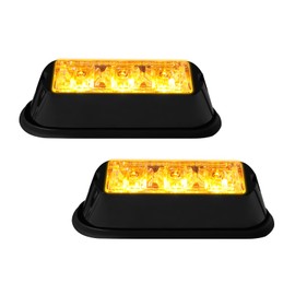 EverBrightt 2-Pack Amber/Yellow 3 LED Car Flashlight DRL Truck Emergency Strobe Flash Warning Light DC 12-24V
