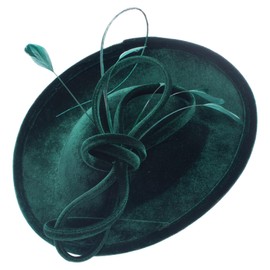 Lawliet Elegant Womens Loop Velvet Wedding Occasion Church Fascinator Headpiece Hat A624(Dark Green)
