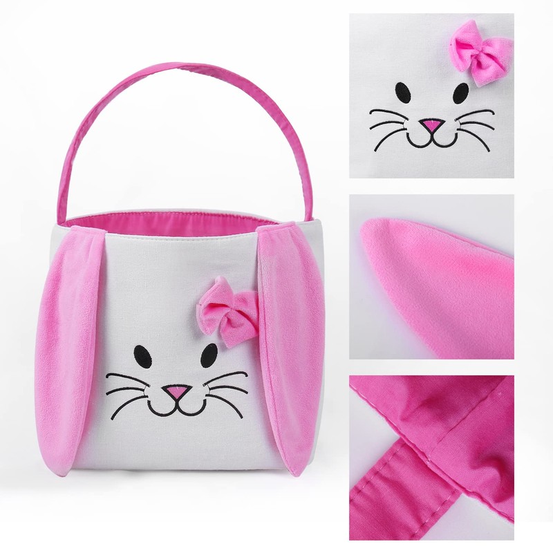 Fanunny Easter Bunny Baskets for Kids Empty Egg Hunt Bags,