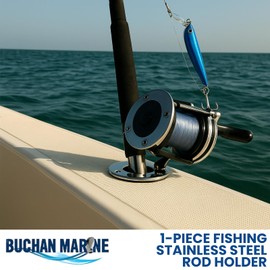 Fishing Heavy Duty Stainless 316 Grade Steel Rod Holder - 30 Degree with Drain Flush Mount Fishing Rod Holder (1) Piece