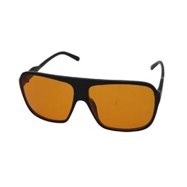 London Design Big Oversized Pilot Sunglasses, Black Frame, Orange See Through Lenses,1970s Retro Fashion,Men's,Women's, Unisex