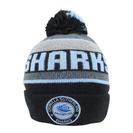 Cronulla Sharks NRL Rugby League Tundra Pom Pom Beanie