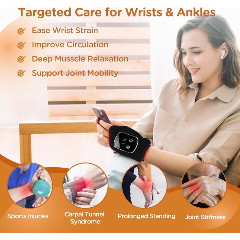 660nm & 850nm Cordless Portable Red Light Wrap for Ankle