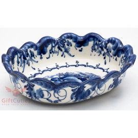 Gzhel Porcelain salad dish bowl server Hand-painted authors work