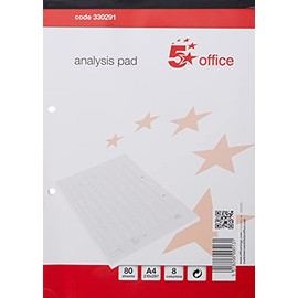 5 Star Office Analysis Pad Ruled 70gsm 8 Cash Column 80 Leaf A4
