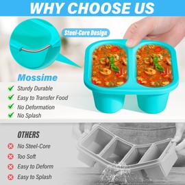 Mossime Silicone Soup Freezer Molds: 1 Cup Silicone Freezer Trays with Lid - 4 Packs Easy Release Soup Freezer Containers - 250ml 125ml Portion Large Cubes for Ice Soup (4, Blue/Yellow)