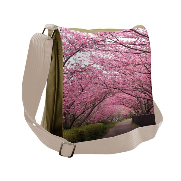 Lunarable Nature Messenger Bag, Surreal Sakura Bloom Road, Unisex Cross-body