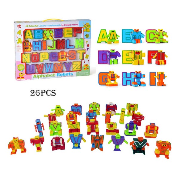 Odowalker Alphabet Robot Action Figures 26 Pieces 2" Letters Alpha Bots Educational ABC Preschool Learning Stem Montessori Classroom Teaching