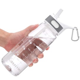 Louis Donné Drinking Bottle with Straw, 800 ml Sports Water Bottle with BPA Free and Time Markings, Clear Water Bottles for Bike, Camping, School, Gym