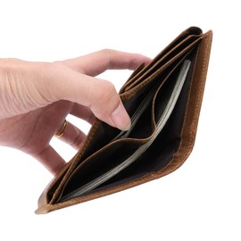 HAWEE Trifold Billfold RFID Blocking Cowhide Leather Wallet for Men 10 Card Slots 2 ID Windows with Coin Pocket, Brown