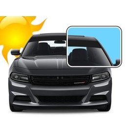 Sun Visor Windshield Light Blocker Strip Vinyl Wrap Fits All Vehicles Self-Healing & Optional Squeegee (Art Deco, Black Matte)