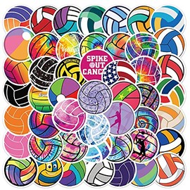 50 Pack Stickers for Sports Volleyball Water Bottle|Volleyball Vinyl Waterproof Sticker for Laptop Skateboard Guitar Bike Phone Car Decals Gifts for Kids Teens Adults for Party Favors Supplies Decor