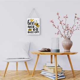 BELLOWDEER Bee Nice Wood Plaque Kitchen Decor Farmhouse Sign 8x10 Inches Gift for Bee Farm Owners