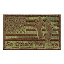 LEGEEON Multicam USA Flag 2x3.25 Jolly Green Feet CSAR Squadron So Others May Live Rescue Morale Tactical Fastener Patch