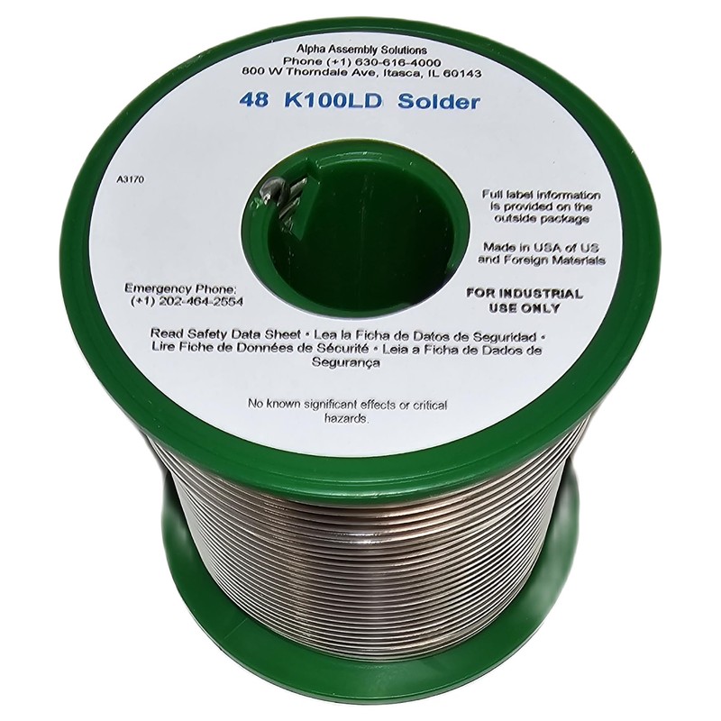Kester443-858 24-9574-1400 K100Ld Lead-Free Rosin Wire Solder.062" Diameter-Low Cost Alloy