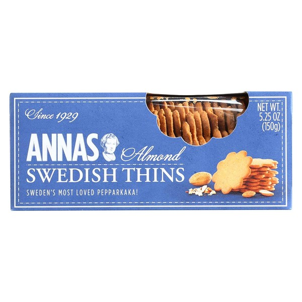 Anna's Almond Thins Swedish Cookies 5.25 Oz (Pack of 12)