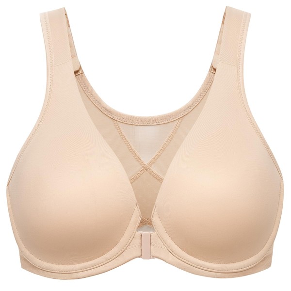 MELENECA Women's Front Fastening Bras Plus Size Unlined Underwire Back