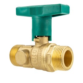 Hermann Schmidt UNIWATER Drinking Water Ball Valve with ISO-T Handle Type 1443, Brass, Ball Valve, 2/2, G 3/4 Inch (DN 15), Green