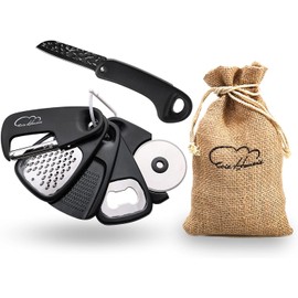 Kitchen Gadgets Set of 6 Space-saving Cooking Tools for Small Kitchen, Stackable Kitchen Accessories for RV Camping Glamping Travel Trailer, Motorhome, RV Gadgets Gifts for RV Owners (Black, 6 Pieces)